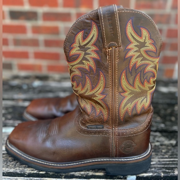 Justin Boots Other - Justin Men’s Driller Tan Steel Toe Pull On Workboots  WK4682 11” Tall Sz 9D  E9